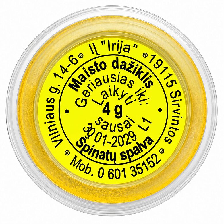 Špinatų spalvos maistinis dažiklis 4 g.
