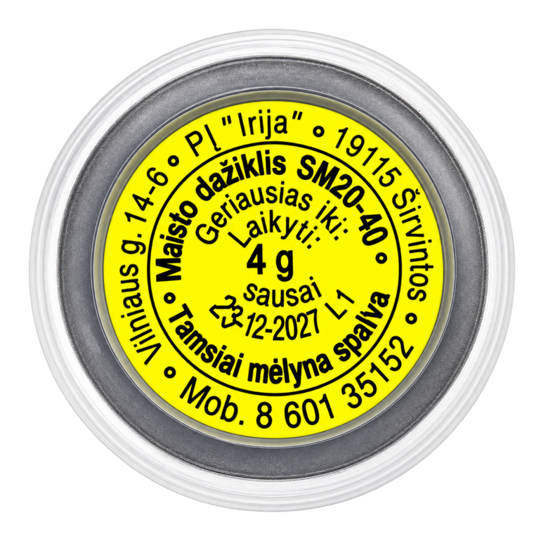 Tamsiai mėlynos spalvos maistinis dažiklis 4 g.