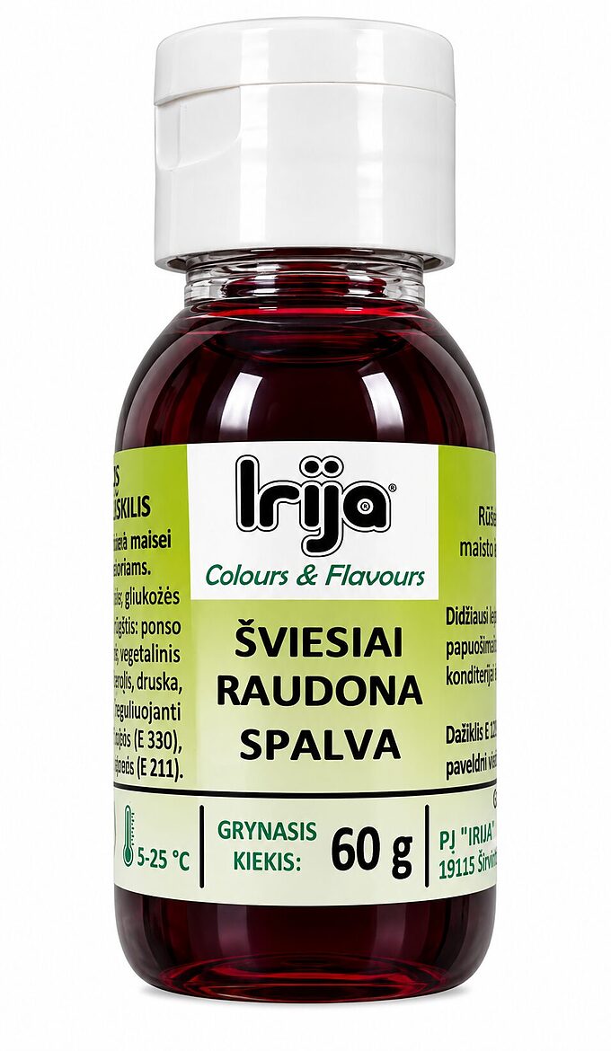 Šviesiai raudonos spalvos maisto dažiklis 60 g.