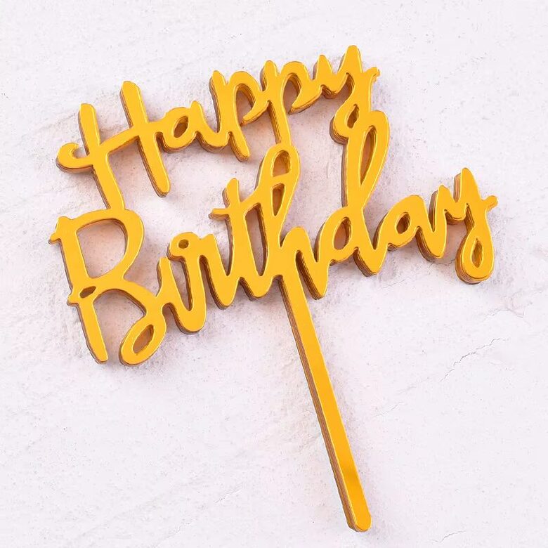 Dekoracija (Toperis) "Happy Birthday", aukso spalvos Nr1
