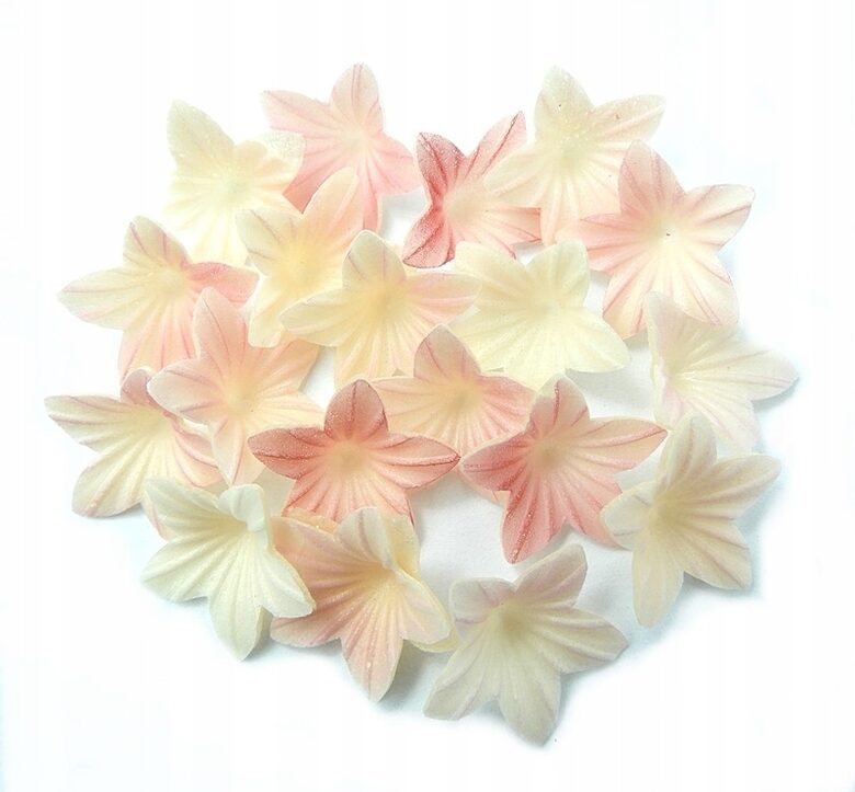 Mini vaflinės gėlytės rausvos, D2cm. - 20 vnt.