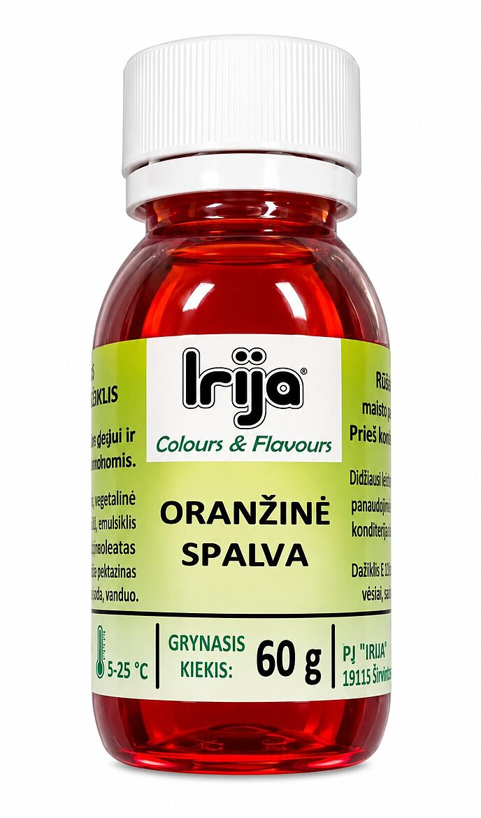 Oranžinės spalvos maisto dažiklis 60 g.