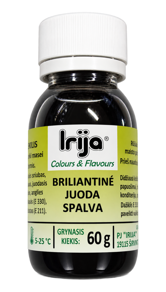 Briliantinės juodos spalvos maisto dažiklis 60 g.