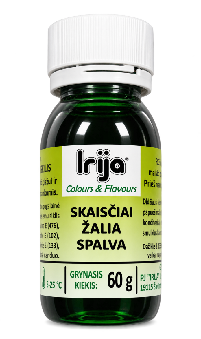 Skaisčiai žalios spalvos maisto dažiklis 60 g.