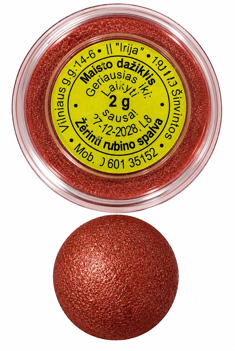 Sausi maistiniai dažai - Kandurinas  žėrinti rubino spalva 2g.