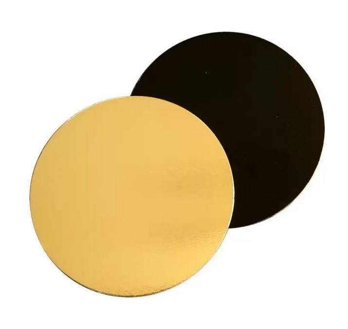 Dvipusis aukso ir juodas spalvos kartoninis padėkliukas Ø18cm