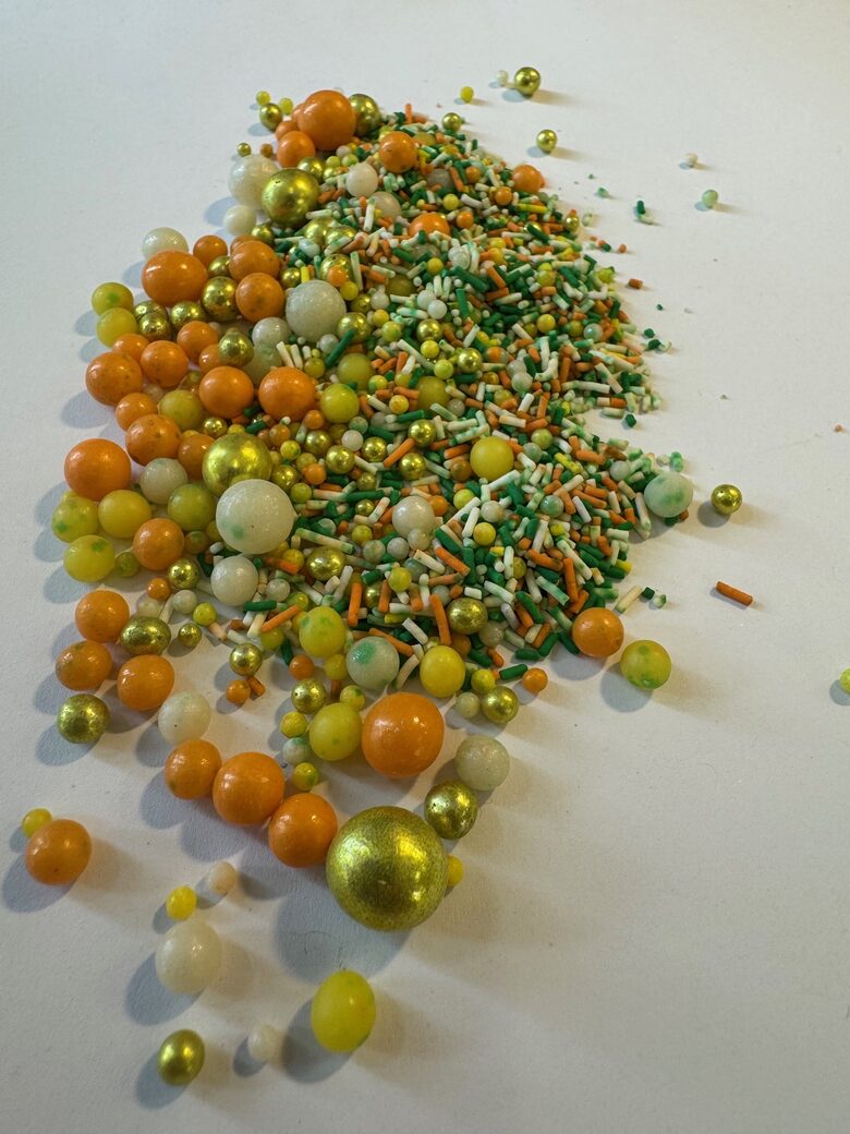 Cukriniai papuošimai - oranžinis 4 mix 30g.