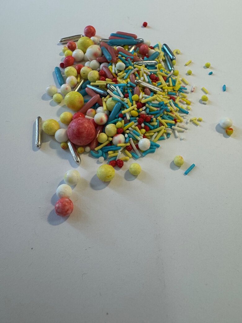 Cukriniai papuošimai - šventinis spalvotas mix 30g.