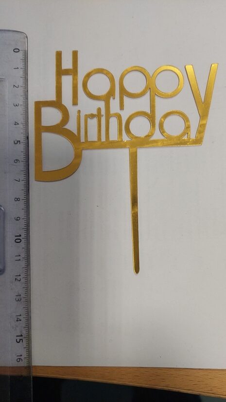 Dekoracija (Toperis) "Happy Birthday",aukso spalvos 6
