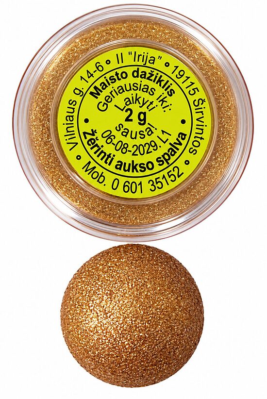 Sausi maistiniai dažai -  kandurinas birus žėrintis aukso spalvos 2g. 