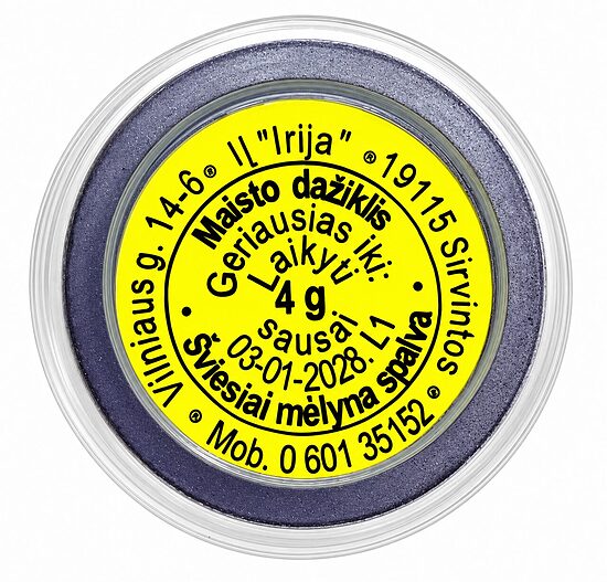 Šviesiai mėlynos spalvos maistinis dažiklis 4 g.