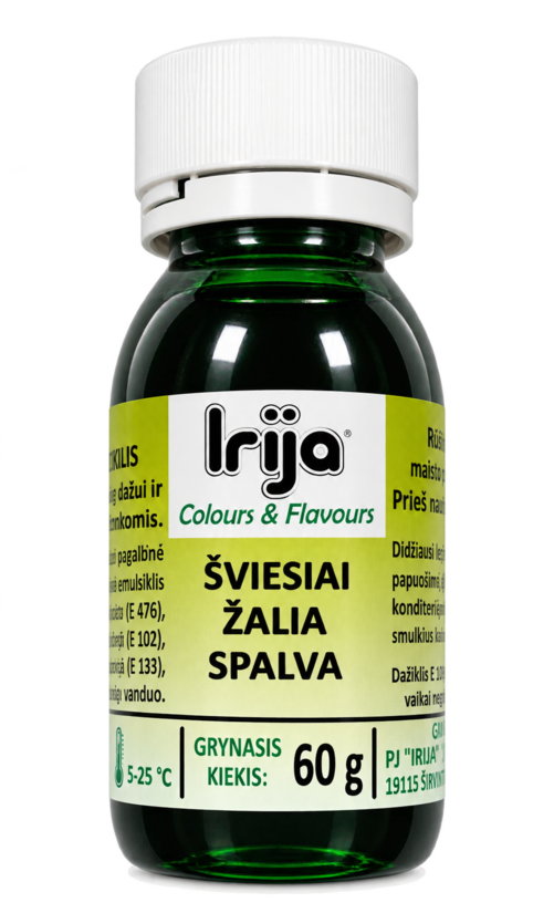 Šviesiai žalios spalvos maisto dažiklis 60 g.