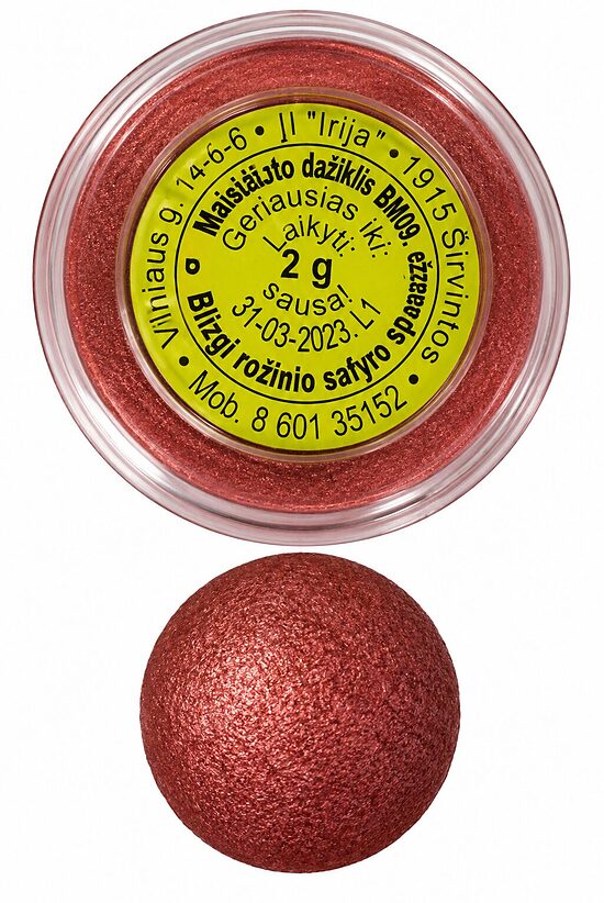 Sausi maistiniai dažai - Kandurinas  blizgi rubino spalva 2g.