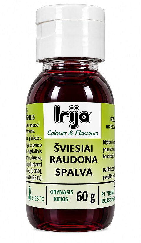 Šviesiai raudonos spalvos maisto dažiklis 60 g.