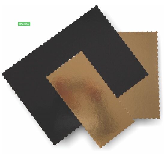 Stačiakampis padėklas auksinis/juodas 25x35cm