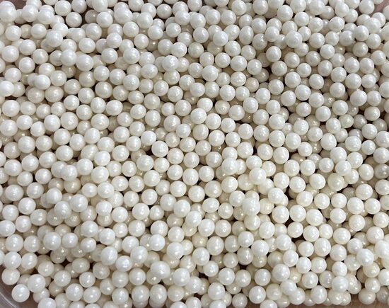 Cukriniai papuošimai -  White mini pearls  3mm  30g