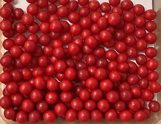 Cukriniai papuošimai - Red  pearls  7mm,  30g.