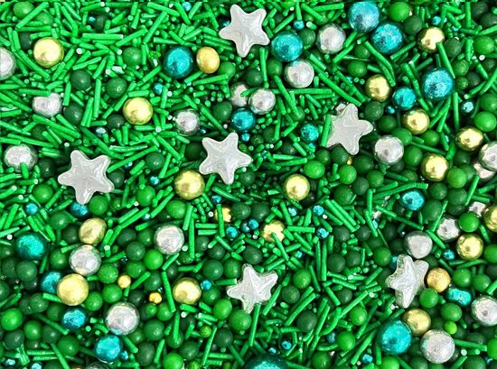 "Naujiena" Cukriniai pabarstukai (  Metallic Green-gold mix)  30 g.