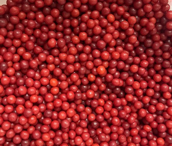 Cukriniai papuošimai - Red  pearls  5mm,  30g.