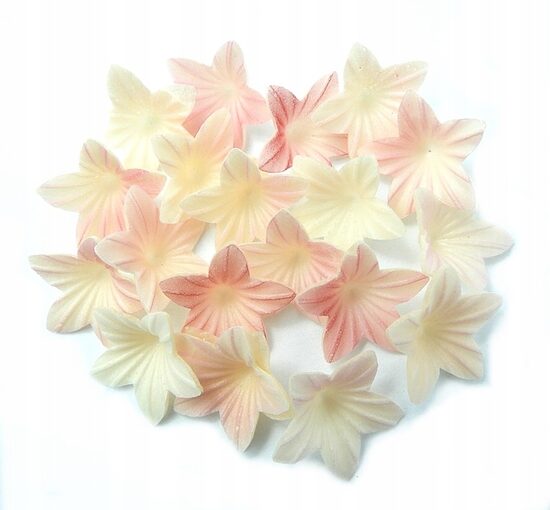 Mini vaflinės gėlytės rausvos, D2cm. - 20 vnt.