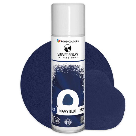 Tamsiai mėlynos spalvos purškiamas velvetas - 250 ml.