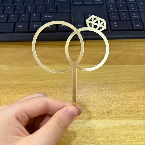 Dekoracija (Toperis) akrilo žiedai vestuvių torto papuošimui, aukso spalvos 1