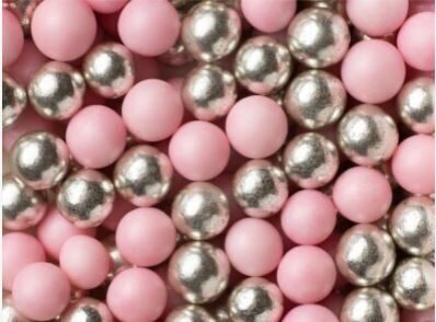 Cukriniai papuošimai-“Light pink and Silver” 10mm  30g.