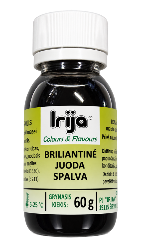 Briliantinės juodos spalvos maisto dažiklis 60 g.