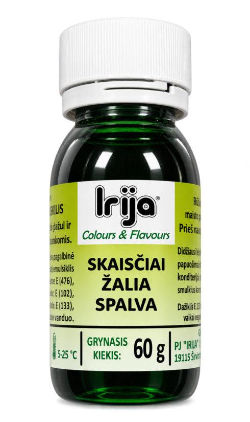 Skaisčiai žalios spalvos maisto dažiklis 60 g.