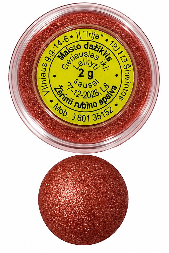 Sausi maistiniai dažai - Kandurinas  žėrinti rubino spalva 2g.