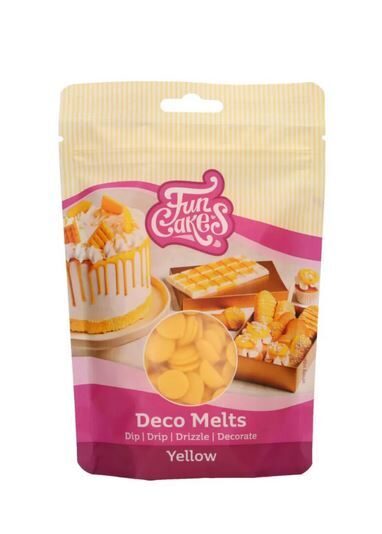 Geltona  tirpinama šokolado dražė - FunCakes 250 g.