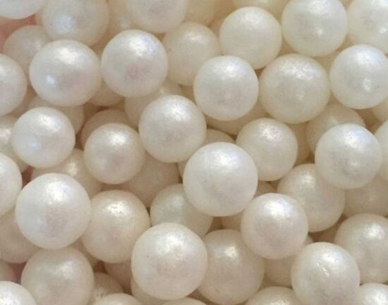 Cukriniai papuošimai -“ Balti perliniai ”, 10mm 30g