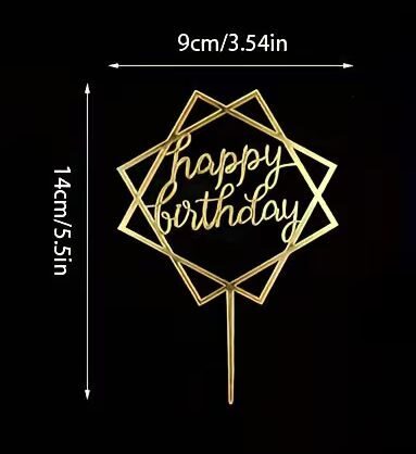 Dekoracija (Toperis) "Happy Birthday", aukso spalvos 2