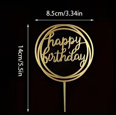 Dekoracija (Toperis) "Happy Birthday", aukso spalvos 3