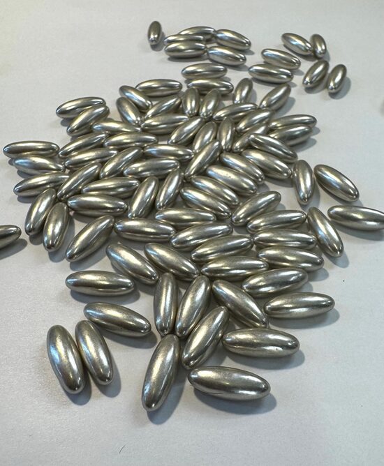 Cukriniai papuošimai - Apvalios lazdelės sidabrinės spalvos 30g.