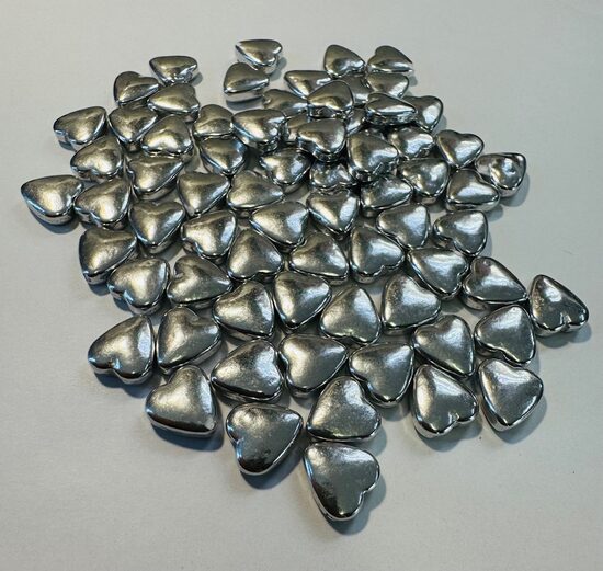 Cukriniai papuošimai - Širdelės sidabrinės spalvos 30g