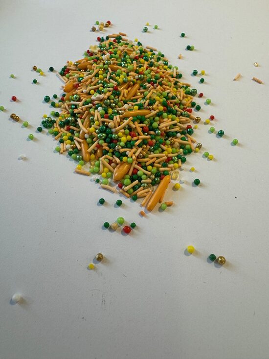 Cukriniai papuošimai - oranžinis/žalias mix 30g.