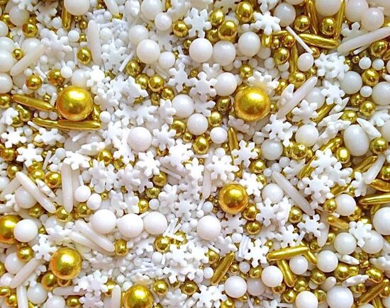 Cukriniai papuošimai - Pirmasis sniegas White/gold  30g