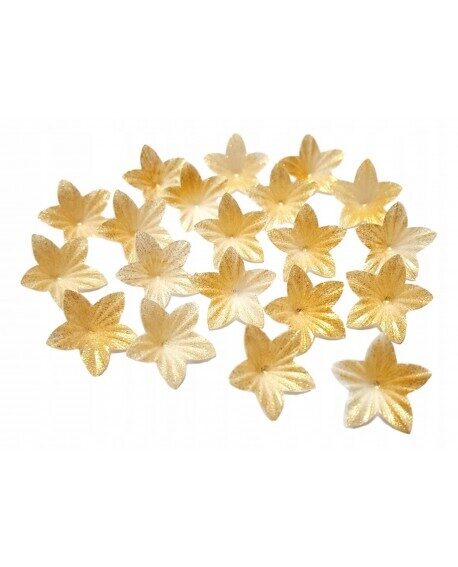 Mini vaflinės gėlytės auksinės, D2cm. - 20 vnt.