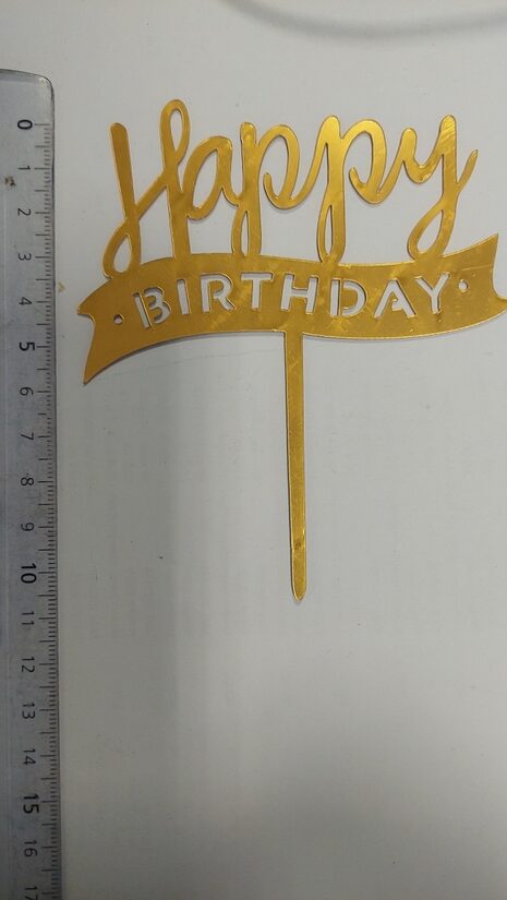 Dekoracija (Toperis) "Happy Birthday",aukso spalvos 5