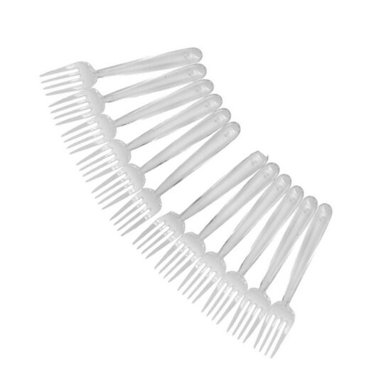 Plastikinės baltos šakutės 50 vnt. - 12cm