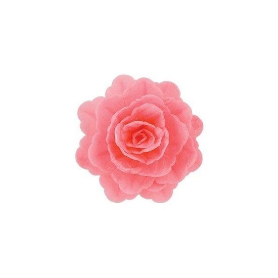 Rožinės spalvos vaflinė rožė 5,5 cm.