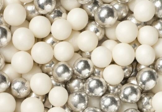 Cukriniai papuošimai -“Silver and White”, 10mm 30g