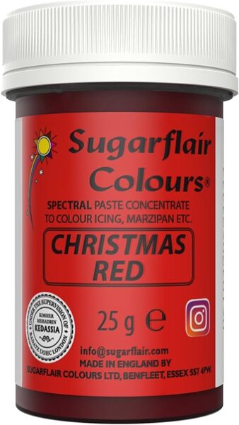 Sugarflair pastos spalvos koncentruoti maistiniai dažai - Christmas Red - 25g