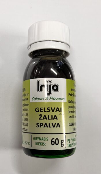 Gelsvai žalios spalvos maisto dažiklis šokoladui 60 g.