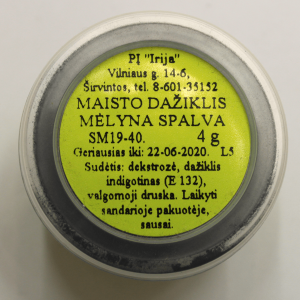 Mėlynos spalvos maistinis dažiklis 4 g.