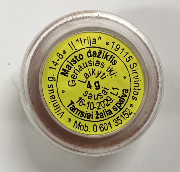 Tamsiai žalios spalvos maistinis dažiklis 4 g.