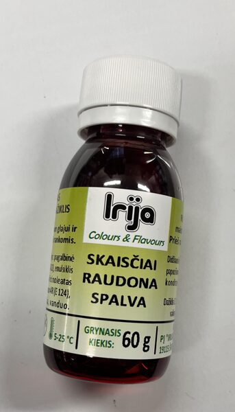 Skaisčiai raudonos spalvos maisto dažiklis šokoladui 60 g.