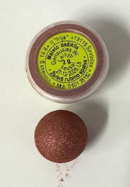 Sausi maistiniai dažai - Kandurinas  blizgi vario spalva 2g.