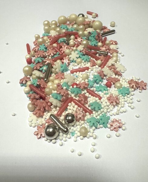 Cukriniai papuošimai - Rožinių snaigių mix. 30g.